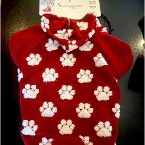 Kookaburra by UGG Maggie Sherpa Paw Hoodie for Dogs size X-Large in Red/White.